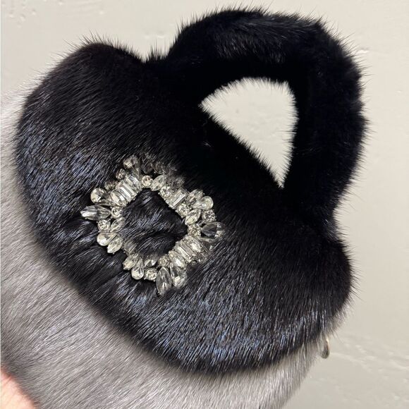 Colorblock Handmade Premium Real Mink Fur Top Handle Bag/Shoulder Bag/Crossbody - Picture 11 of 16